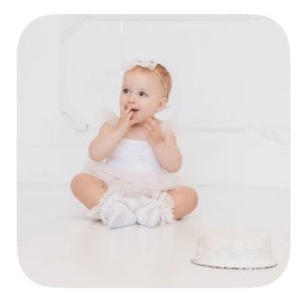 POSH PEANUT | White Ruffled Tulle Sleeveless bodysuit